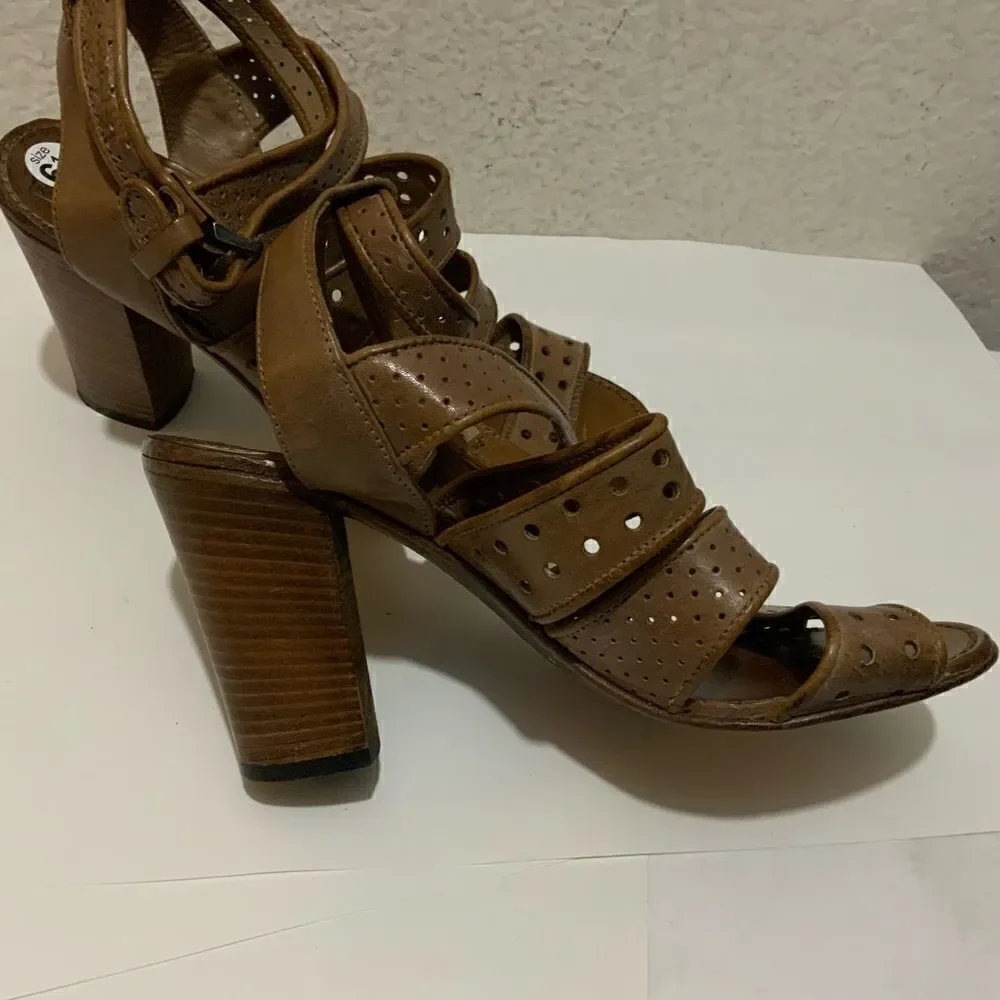Pantanetti leather strappy ankle strap sandals shoes women's 6.5